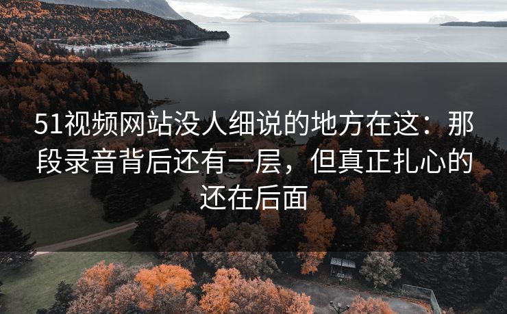 51视频网站没人细说的地方在这：那段录音背后还有一层，但真正扎心的还在后面