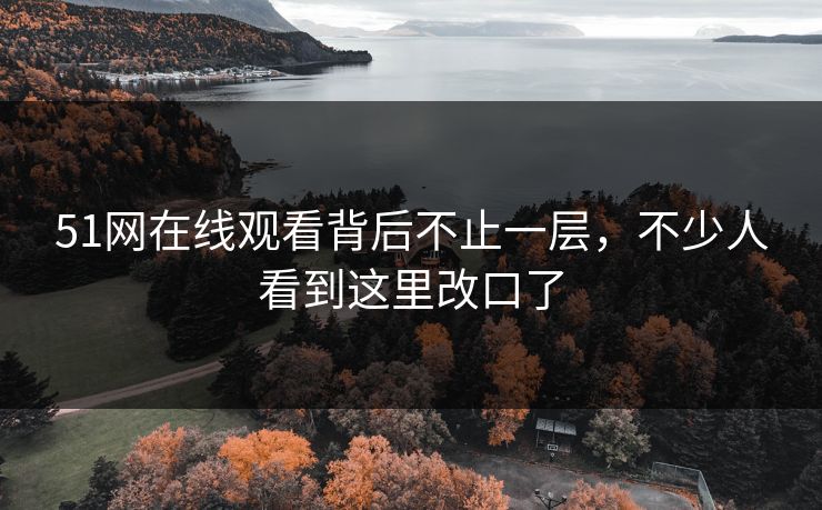 51网在线观看背后不止一层，不少人看到这里改口了