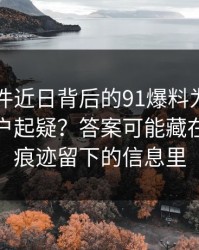 91大事件近日背后的91爆料为什么总让老用户起疑？答案可能藏在浏览器痕迹留下的信息里