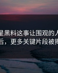 关于明星黑料这事让围观的人都坐不住后，更多关键片段被揭开