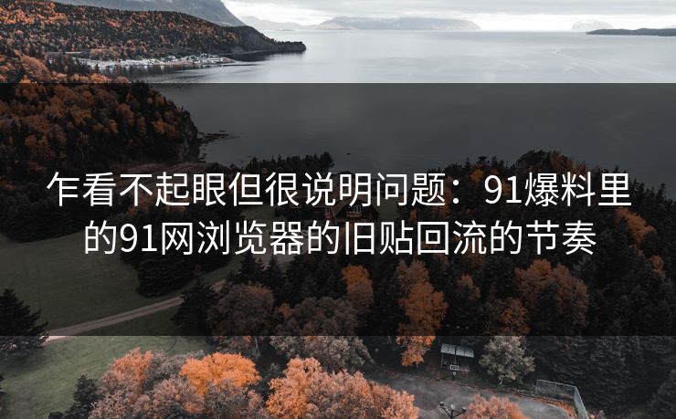 乍看不起眼但很说明问题：91爆料里的91网浏览器的旧贴回流的节奏