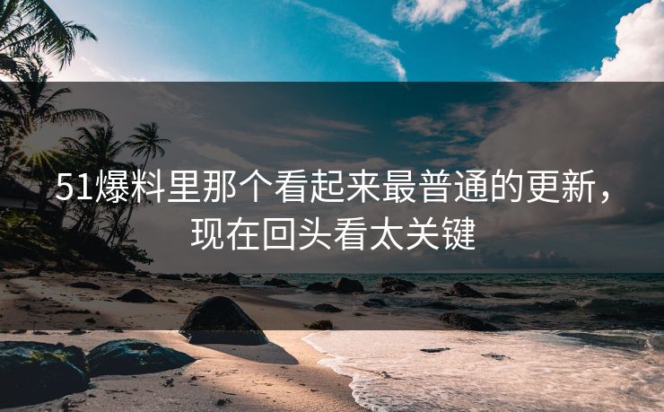 51爆料里那个看起来最普通的更新，现在回头看太关键