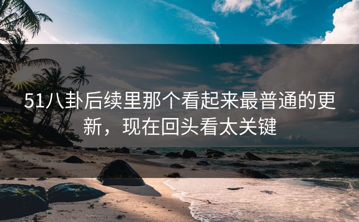 51八卦后续里那个看起来最普通的更新，现在回头看太关键