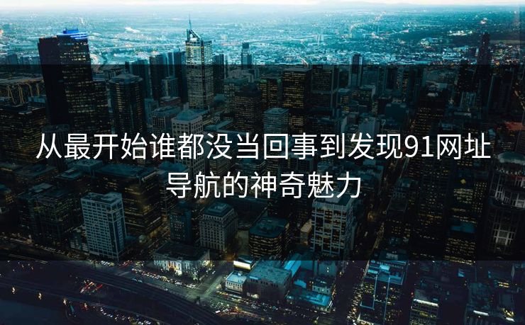从最开始谁都没当回事到发现91网址导航的神奇魅力